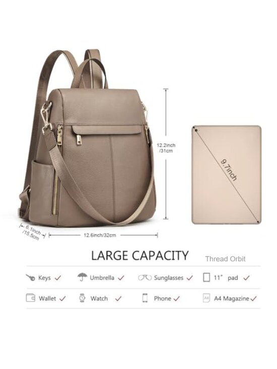 Brown Leather Anti-Theft Backpack Purse 3-Way Carry Shoulder Bag